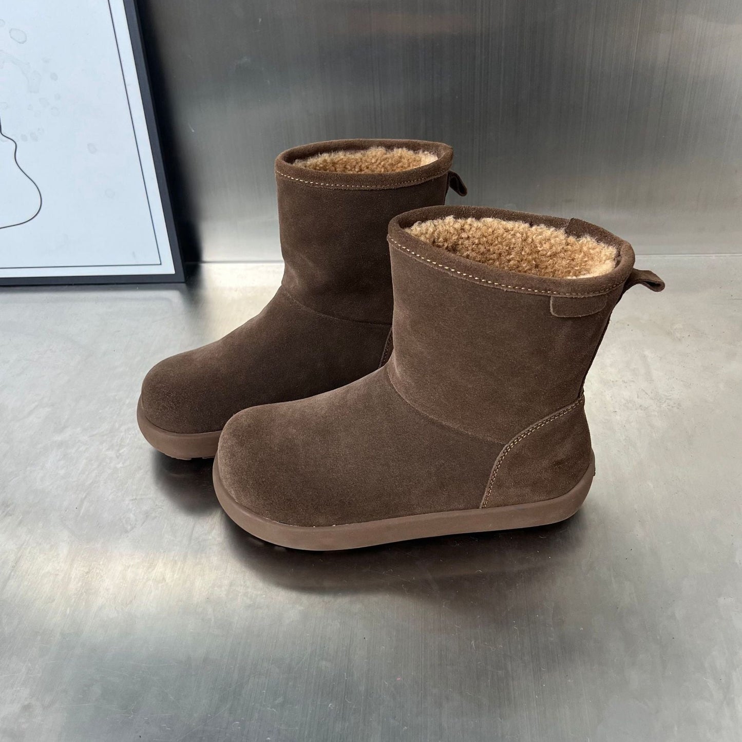 Damen Winterstiefel Weiches Wildleder Fleecegefüttert Warm