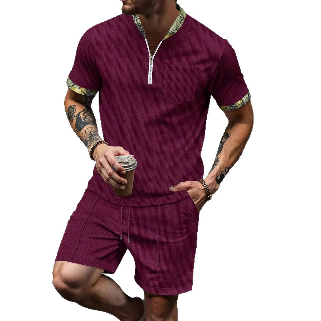Herren Sport-Set Kurz Reißverschluss Schnürung Modern