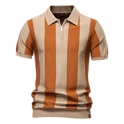 Herren Polo-Shirt Streifenmuster Modern Baumwolle