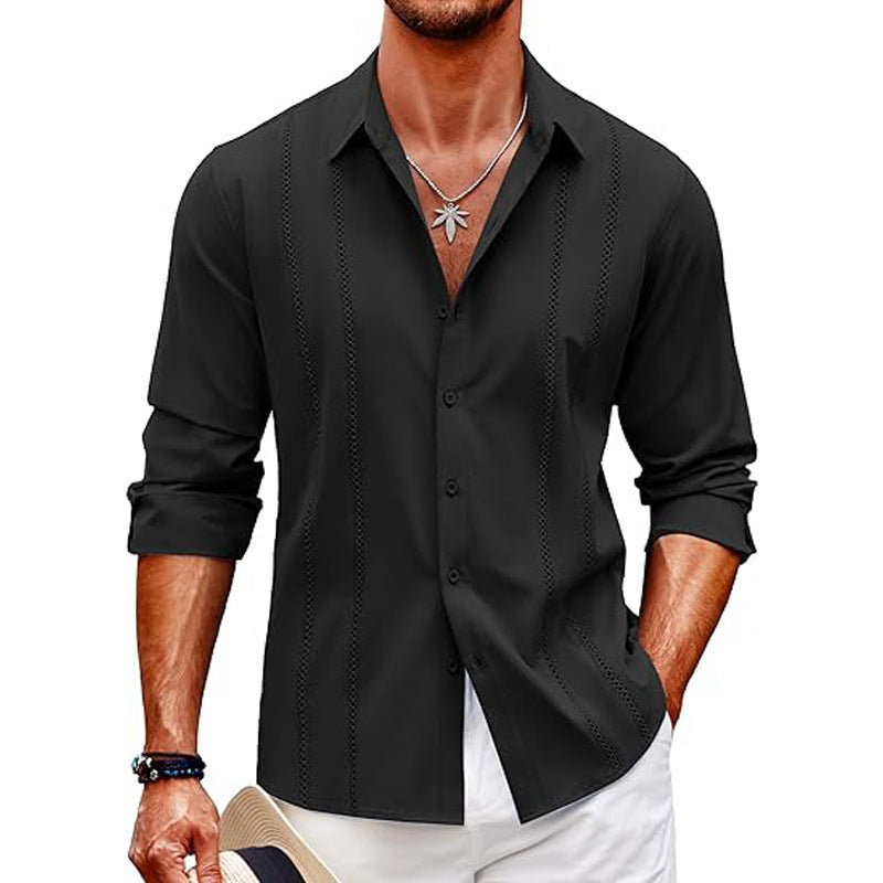 Herren Langarmbluse Elegant Streifenmuster Slim Fit