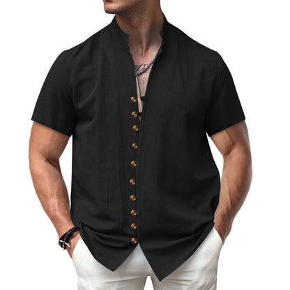 Herren Kurzarmhemd Modern Stehkragen Elegant