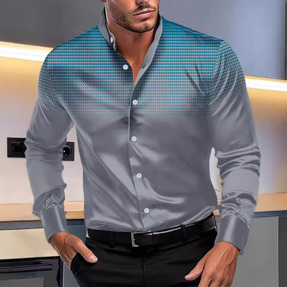 Herren Langarmhemd Modern Punktmuster Slim Fit - BerlinGlamour