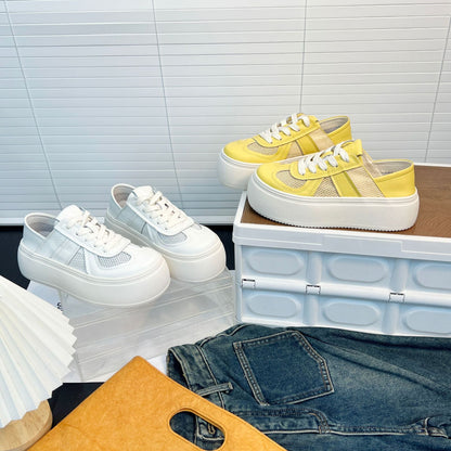 Damen Sneaker Netzstruktur Bequem Plattform Schuhe