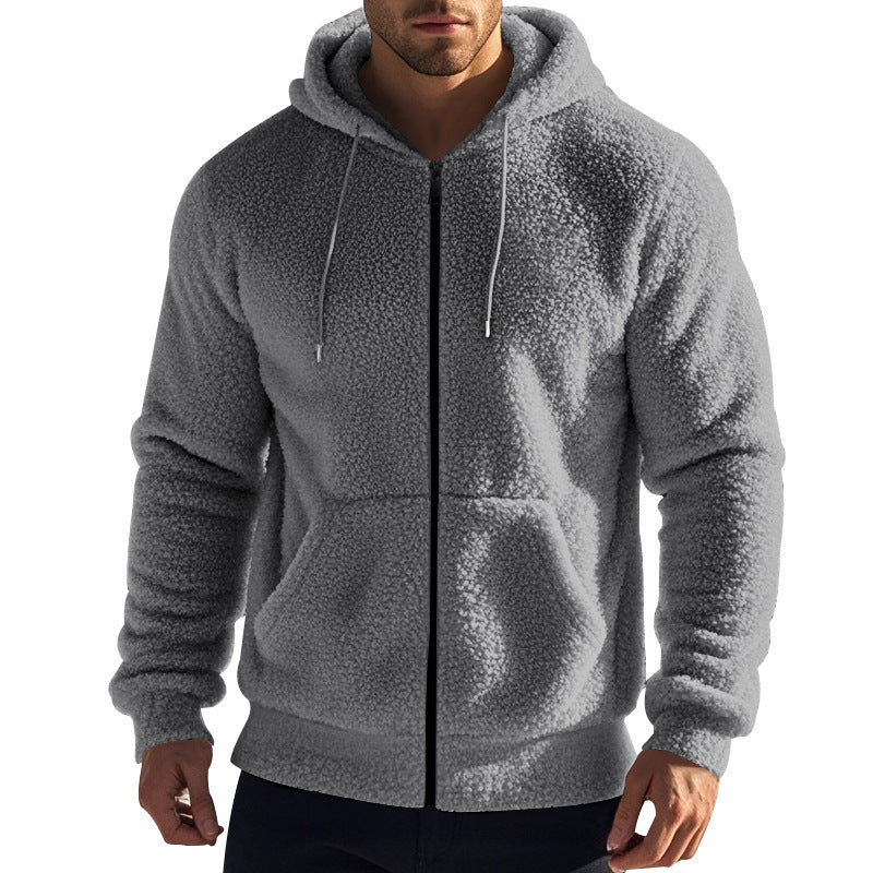 Männer Fleecejacke Kapuze Warm Kuschelig