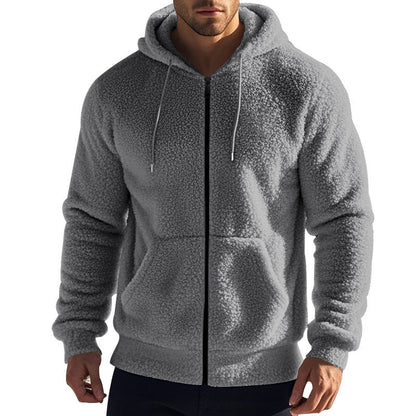 Männer Fleecejacke Kapuze Warm Kuschelig
