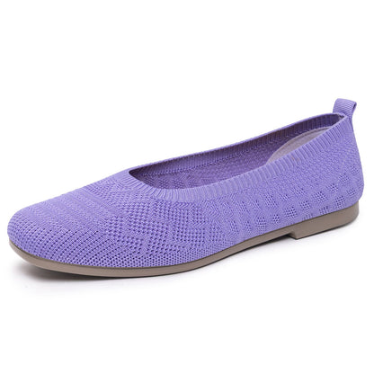 Damen Ballerinas Atmungsaktiv Strick Bequem Elegant