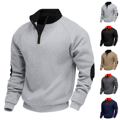 Herren Pullover Sportlich Reißverschluss Kontrastfarben - BerlinGlamour