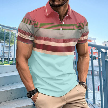Herren Poloshirt Streifenmuster Modern Sportlich