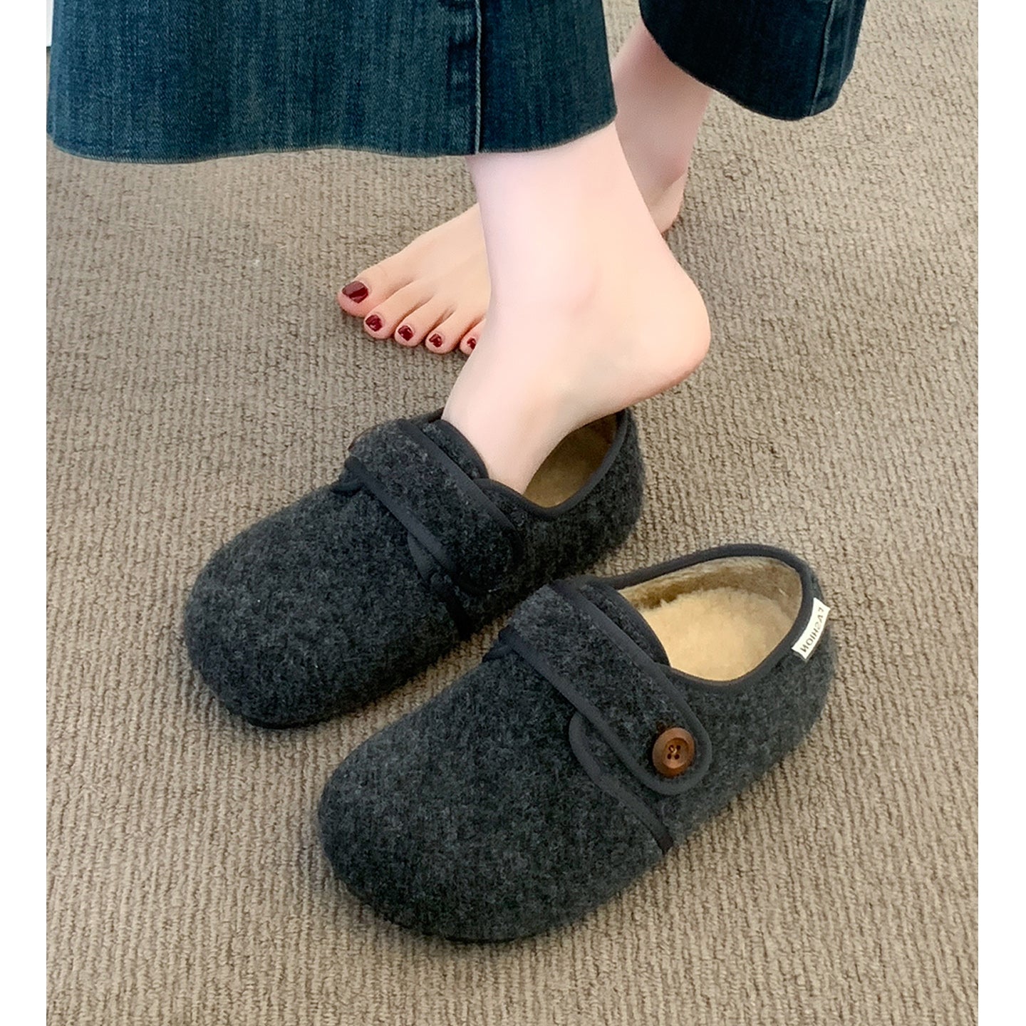 Damen Fleece Clogs Warm Bequem Rutschfest
