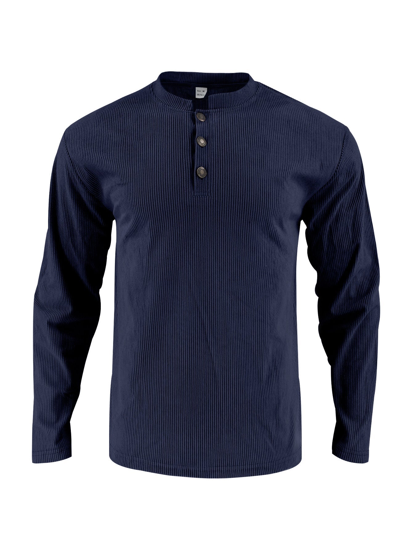 Herren Langarmshirt Stehkragen Knopfleiste Modern Berlin Style