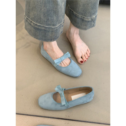 Damen Ballerinas Weich Wildleder Schleifen Design - BerlinGlamour
