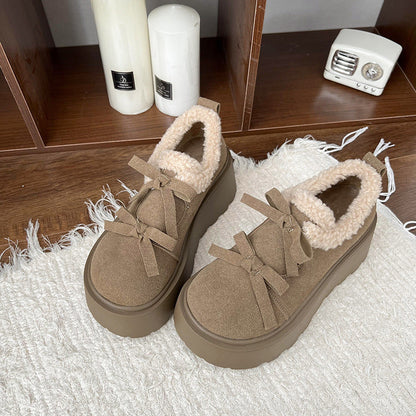 Damen Plateau-Schuhe Weich Lammfell Warm Komfortabel