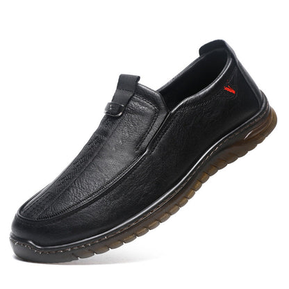 Herren Mokassins Bequem Elastisch Stylisch Schwarze Lederschuhe