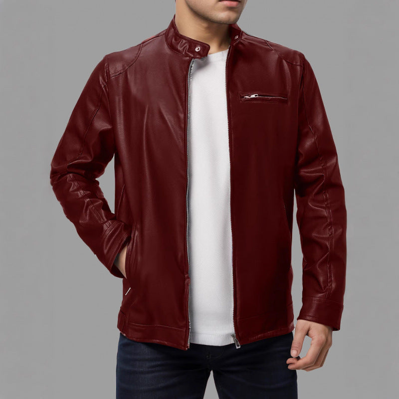 Herren Lederjacke Elegante Schwarz Ledermantel