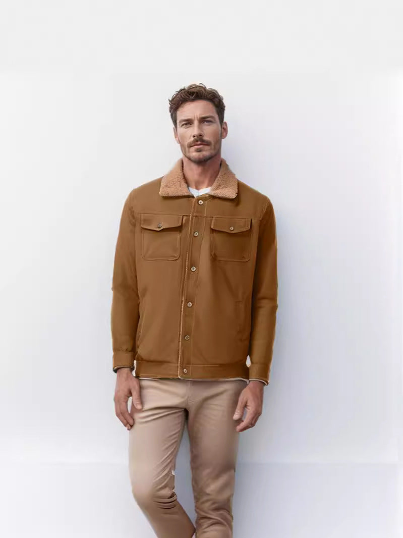 Herren Winterjacke Schick Mit Kunstfell Kragen