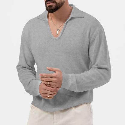 Herren Pullover Eleganter V-Ausschnitt Strukturiert Modern