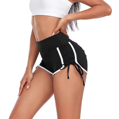 Damen Sport Shorts High Waist mit Rüschen Detail