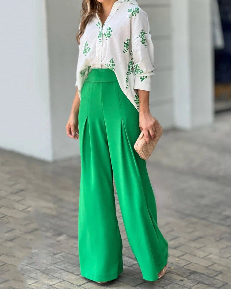 Damen Palazzo-Hose High-Waist Fließend Elegant