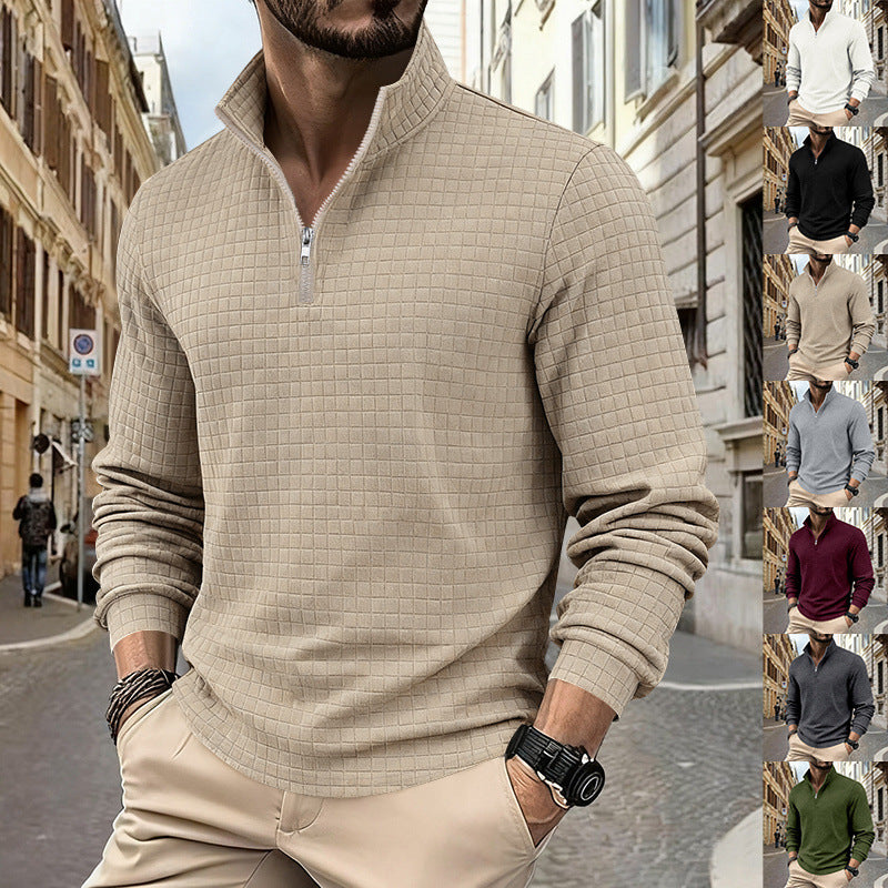 Herren Sportpullover Strukturiert Modern Zip