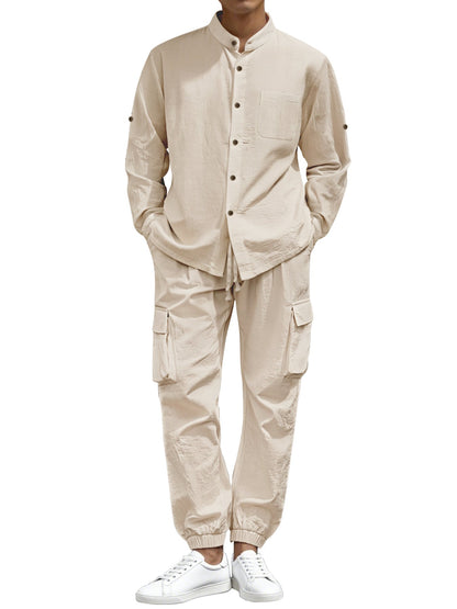 Herren Cargo-Hose Stehkragen Elastisch Bequem