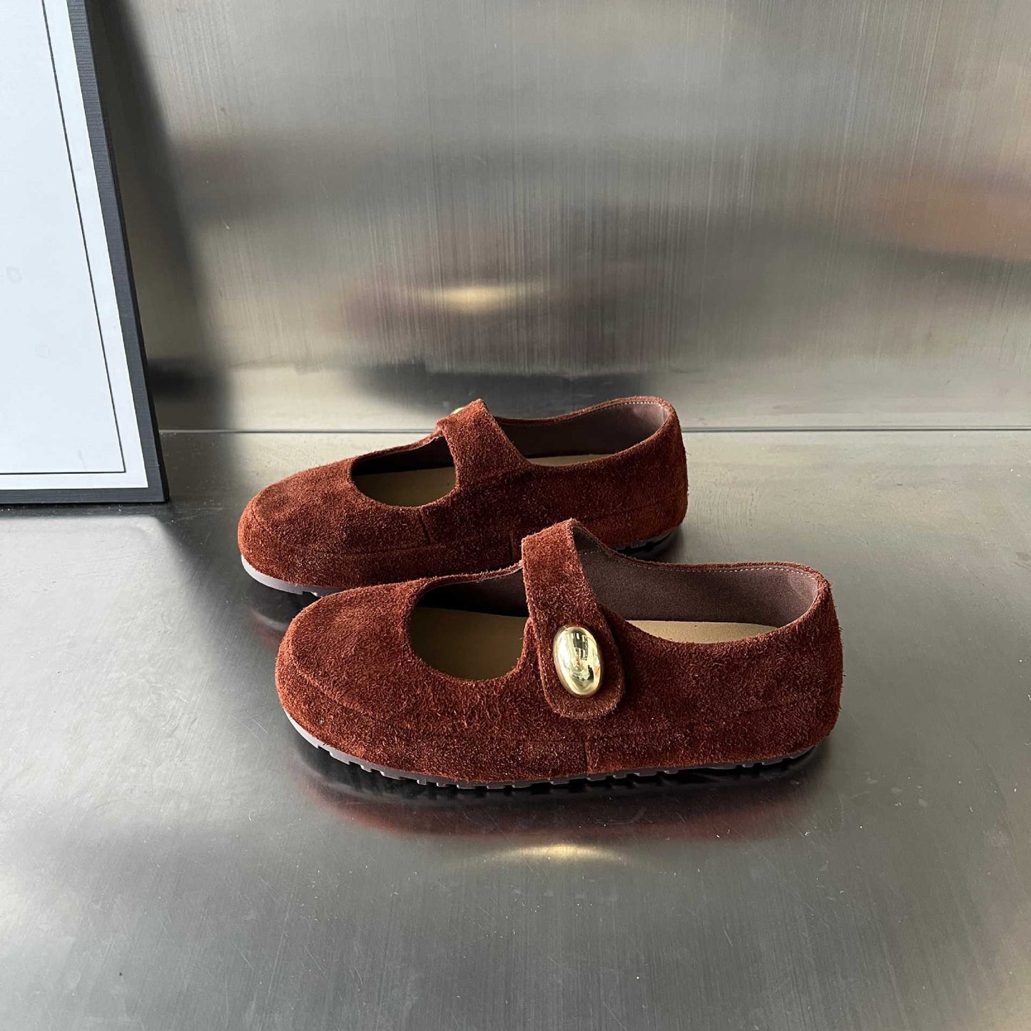 Damen Mokassins Weich Wildleder Schuhe Mit Riemen