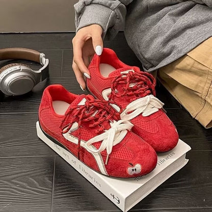 Damen Sneaker Sportlich Atmungsaktiv Mit Apfelmotiv