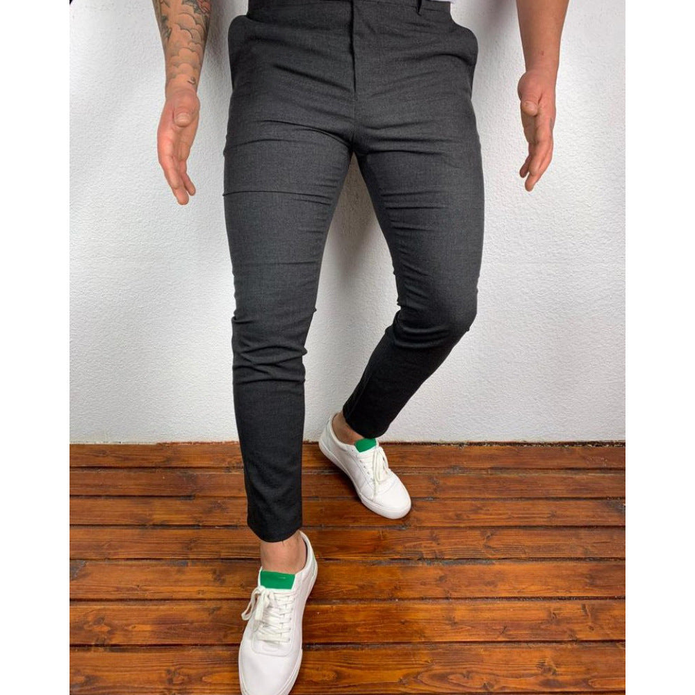 Herren Anzughose Slim Fit Elastisch Mit Taschen Modern