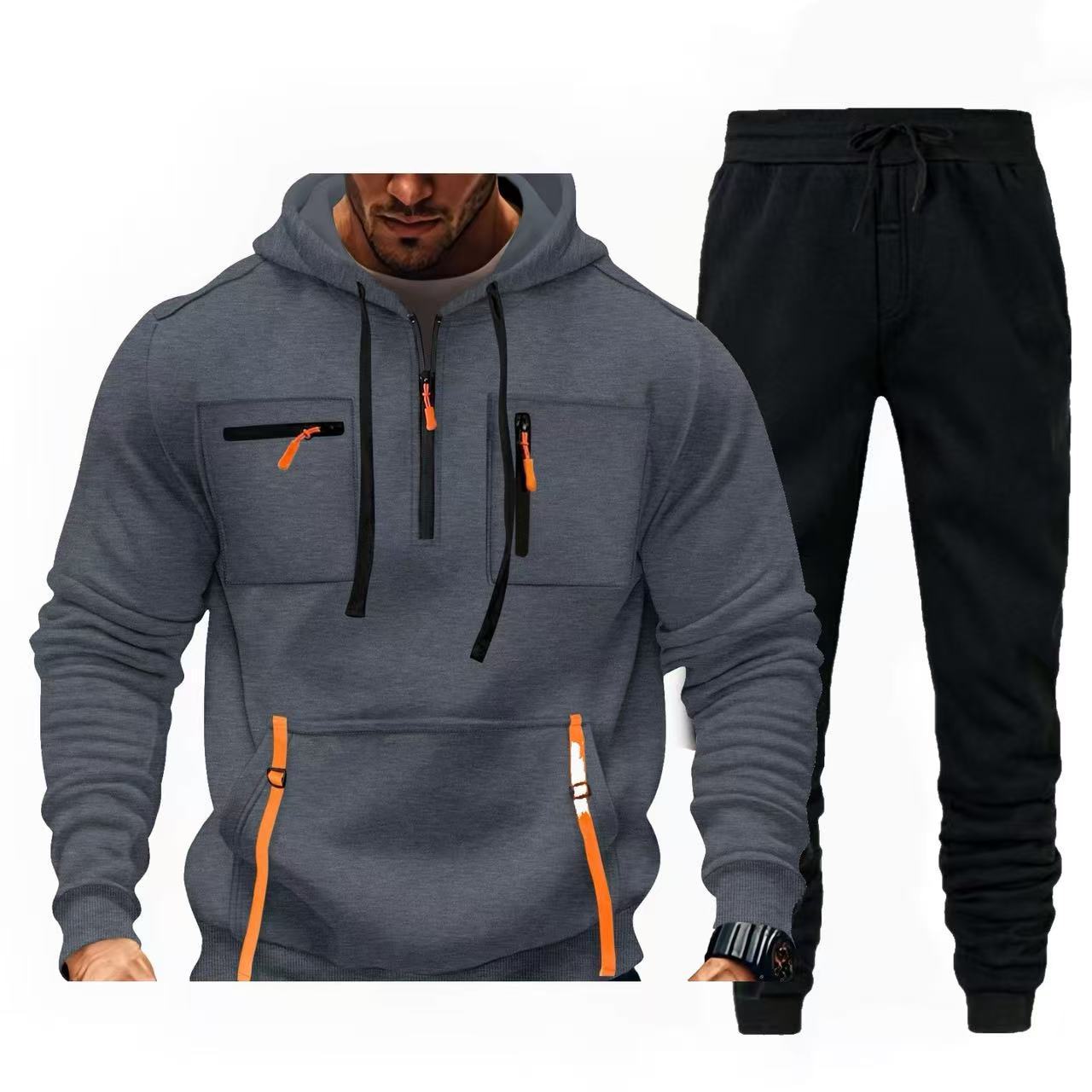 Herren Sportanzug Kapuzenpullover Jogginghose Set