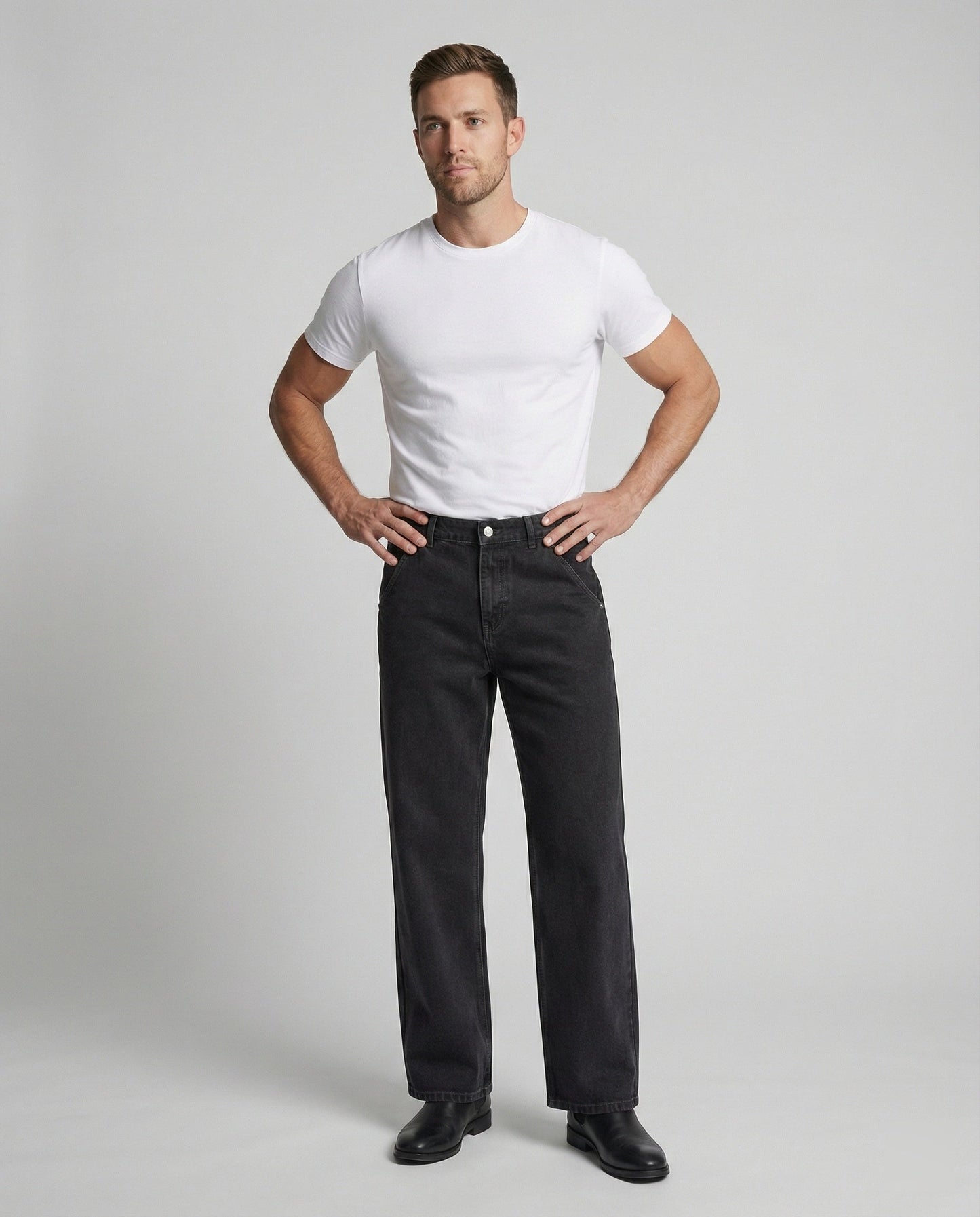 Verwaschene Retro Jeans Schwarz Grau Used Look