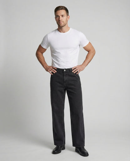 Verwaschene Retro Jeans Schwarz Grau Used Look