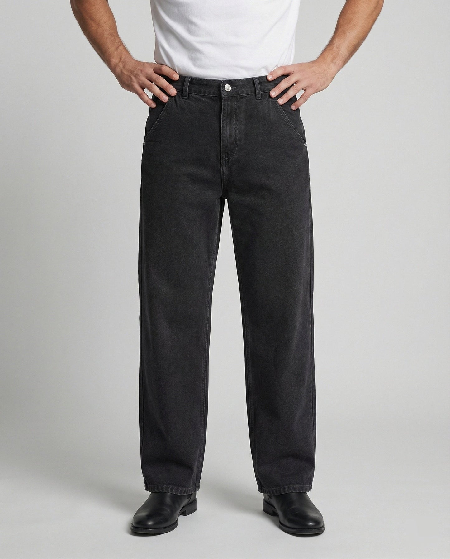 Verwaschene Retro Jeans Schwarz Grau Used Look - BerlinGlamour