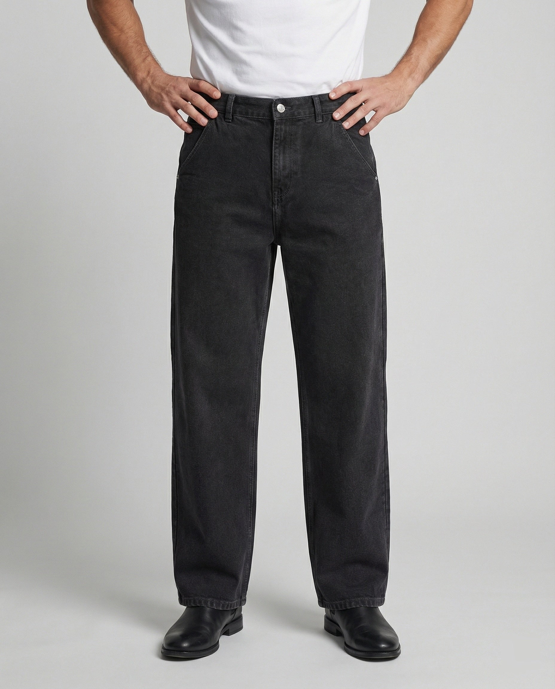 Verwaschene Retro Jeans Schwarz Grau Used Look - BerlinGlamour
