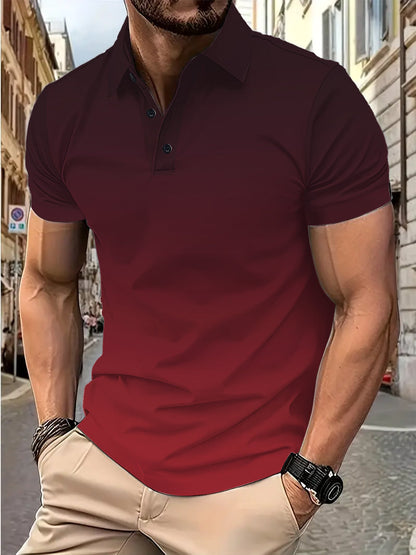 Herren Poloshirt Modern Komfort Schnitt Farbverlauf