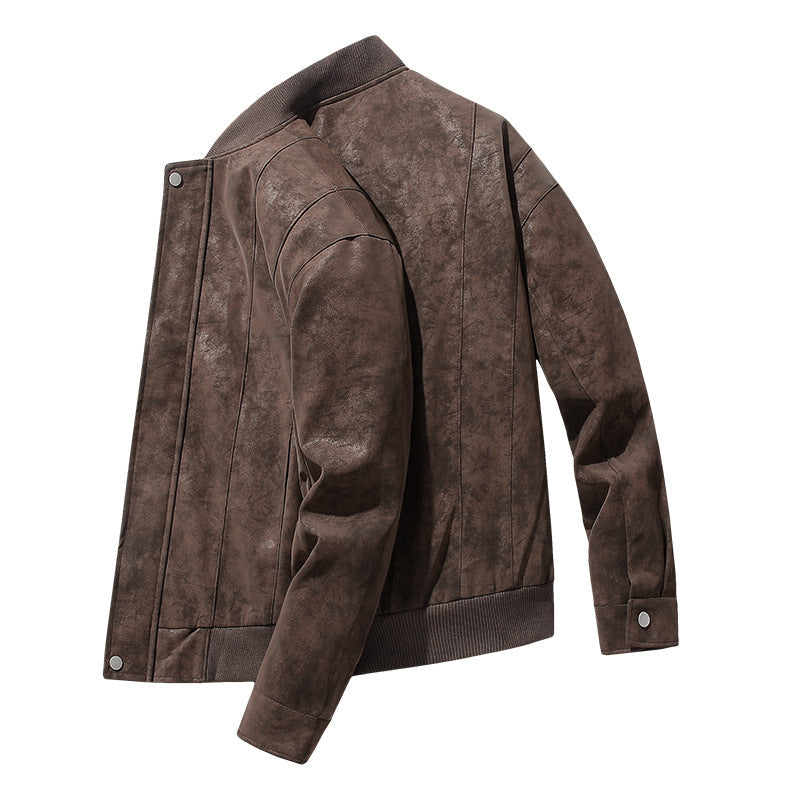 Herren Suede Bomberjacke Sportlich Modern Lederoptik