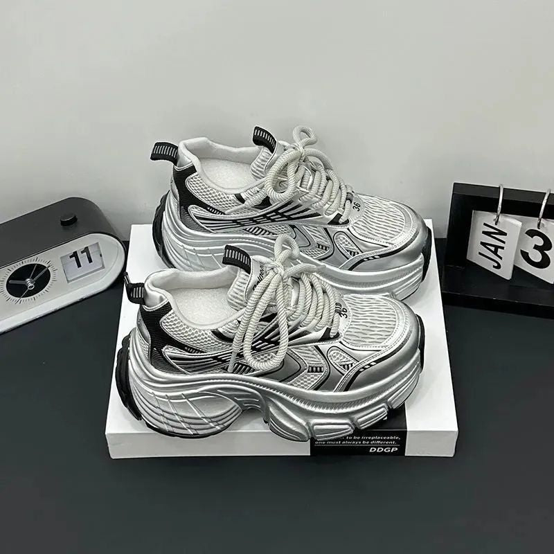Damen Sneaker Chunky atmungsaktiv Netzstoff