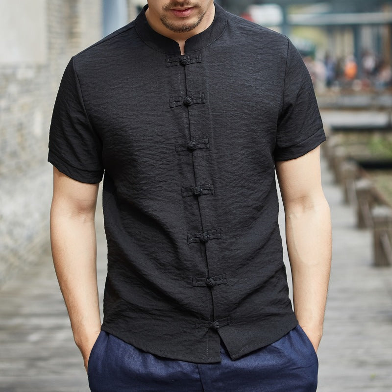 Herren Kurzarmhemden Modern Stilvoll Knopfdetails