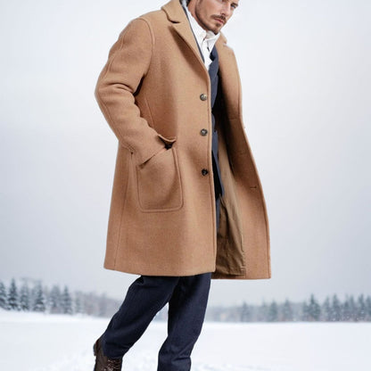 Herren Wintermantel Warm Elegant mit Taschen und Doppelknopf