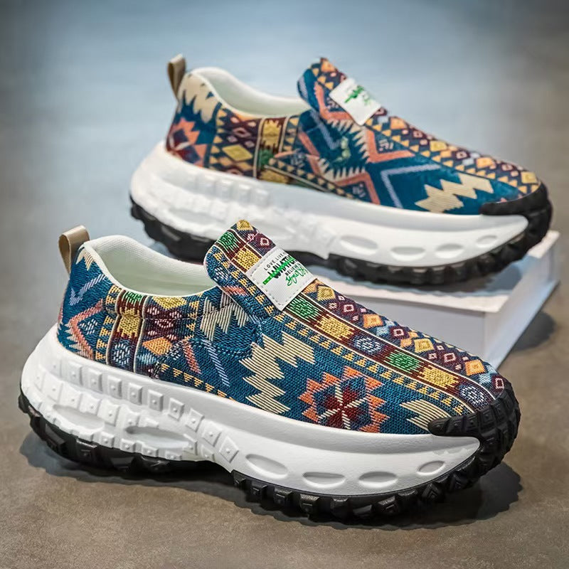 Damen Sneaker Bequem Slip-On Schuhe Mit Muster