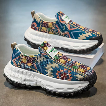 Damen Sneaker Bequem Slip-On Schuhe Mit Muster