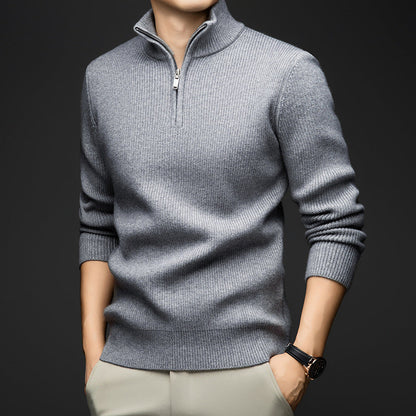 Herren Pullover Weich Wolle Eleganter Zip