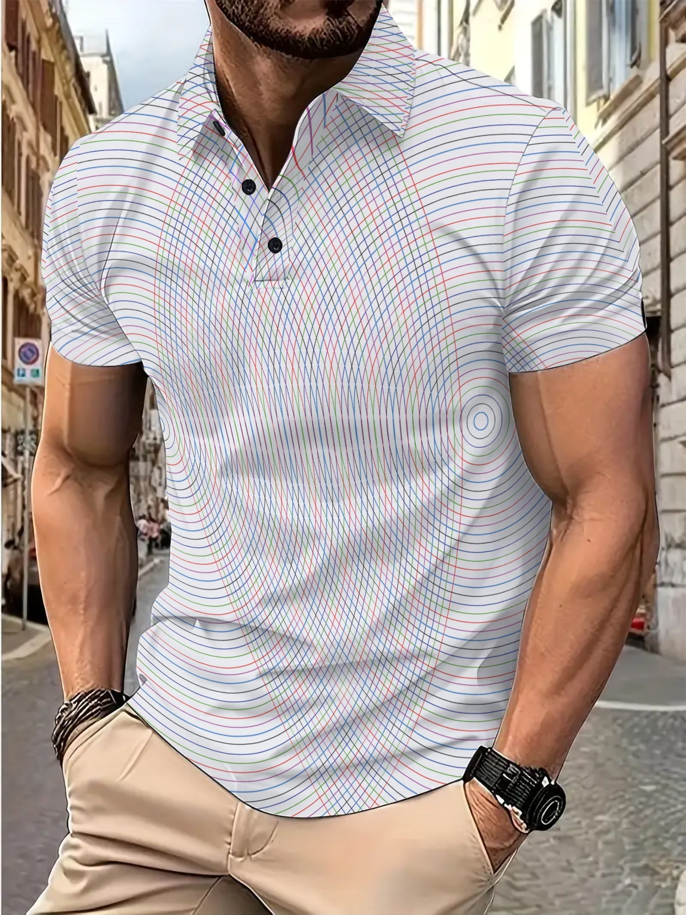 Herren Poloshirt Modern Grafikdesign Funktionsschnitt