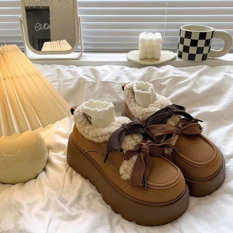 Damen Mokassins Flauschig Warm mit Riemendesign