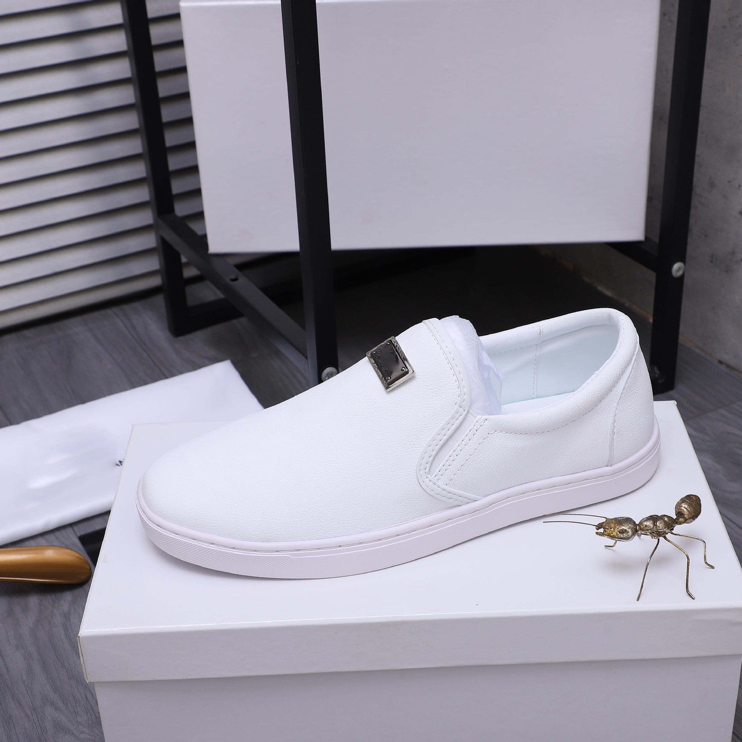 Damen Sneaker Bequem Leder Slip-On Schuhe Moderne