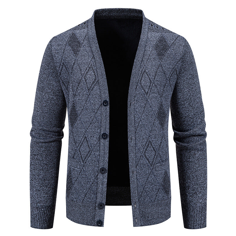 Herren Strickjacke Rautenmuster Elegante Männerjacke