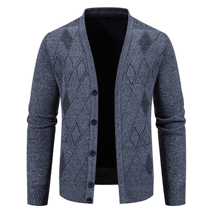 Herren Strickjacke Rautenmuster Elegante Männerjacke