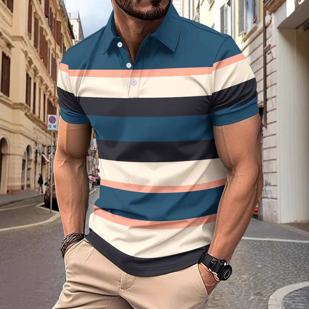 Herren Poloshirt Sportlich Streifenmuster Modern