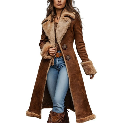 Damen Lammfell Jacke Breitkragen Warm und Stylish