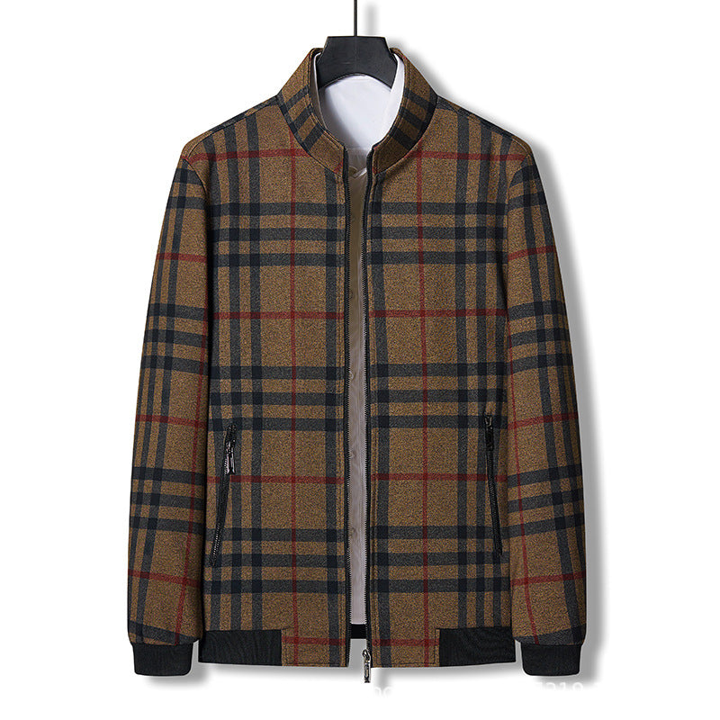 Herren Übergangsjacke Kariert Reißverschluss Modern