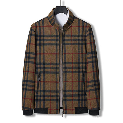 Herren Übergangsjacke Kariert Reißverschluss Modern