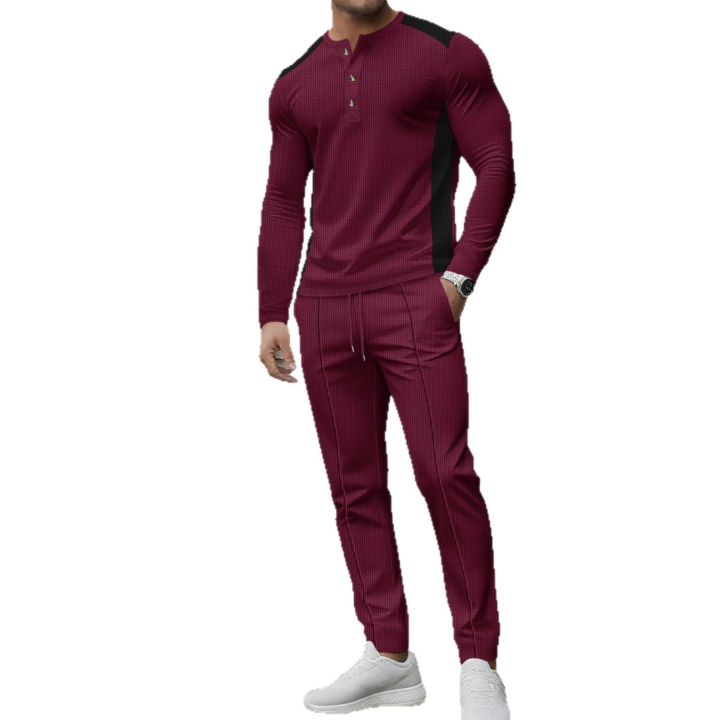 Herren Freizeitanzug Modern mit Knopfleiste und Eleganthalsausschnitt
